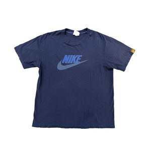 Nike Shirt Mens Large Blue Swoosh Logo Crewneck Tee Cotton Y2K 2010 Gold Tag